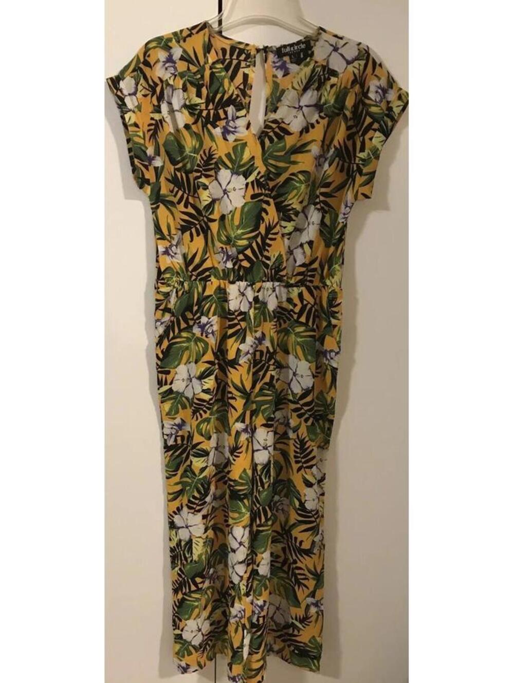 Full Circle Trends Women’s Yellow Floral Large Short Sleeved Jumpsuit! M293